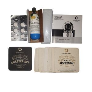 Drinkworks Drinkmaker Starter Kit CO2 Cartridge Home Bar Guide Coasters Cleaning
